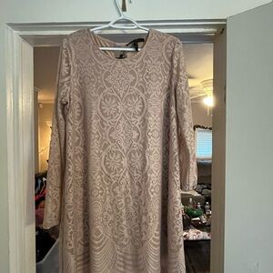 BCBG Elegant Long Sleeve Dress in Beige